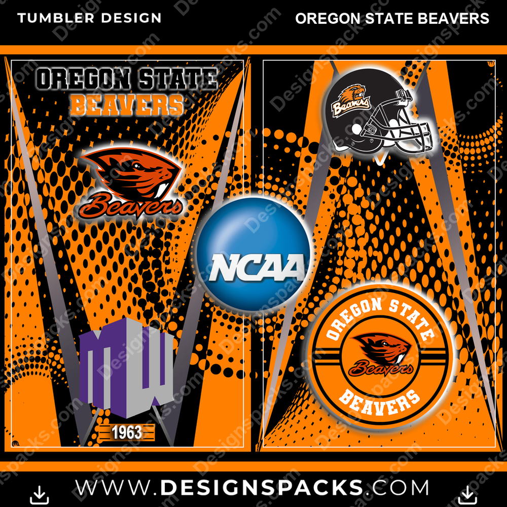College Sport Team Logo Oregon State Beavers NCAA College Sport Tumbler Digital Wrap Design Download