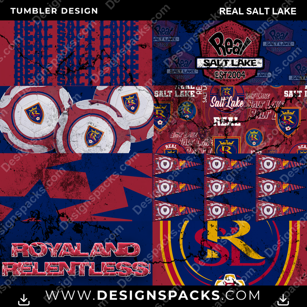 Soccer Distressed BG Real Salt Lake Tumbler Digital Wrap Design