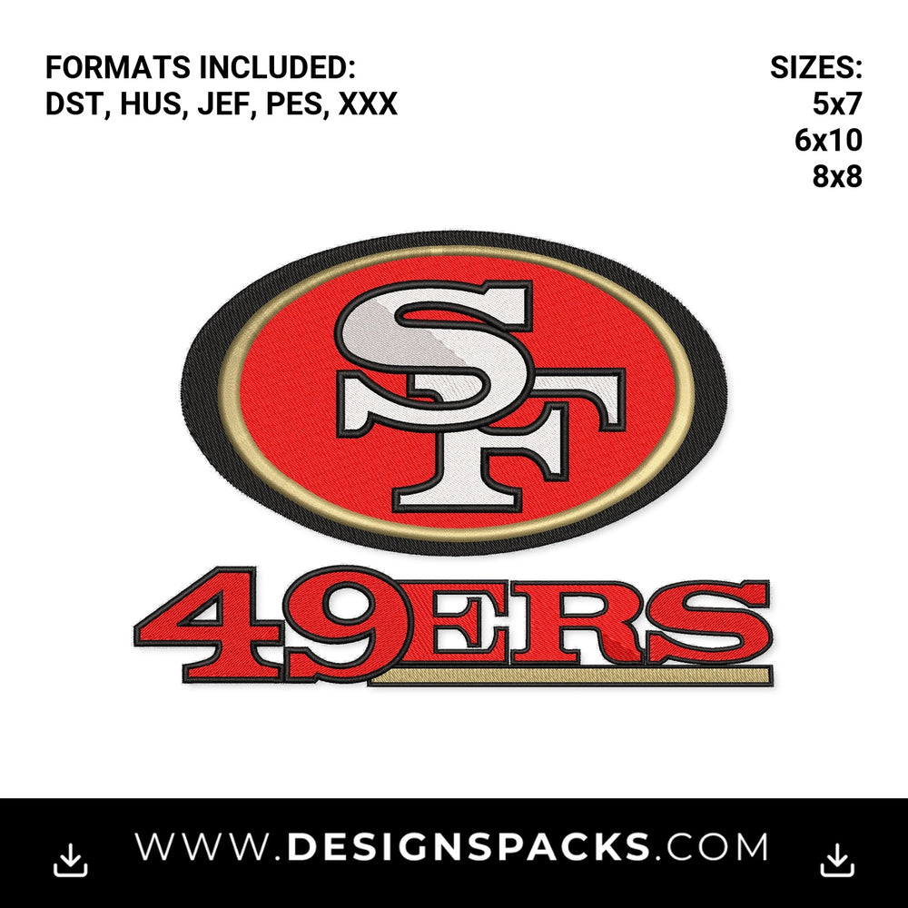 San Francisco 49ers SF Oval Logo Embroidery Design - Instant digital download pattern at Designspacks.com