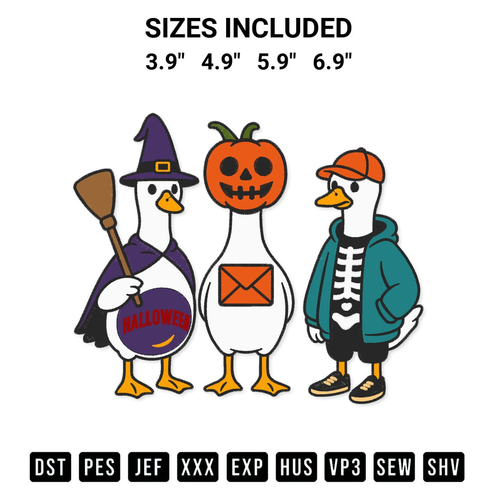 Get the Funny Witch Pumpkin Skeleton Duck Embroidery Design embroidery design for your custom crafts! Premium digitized files available for instant download at Designspacks.com. Available sizes: 3.9", 4.9", 5.9", 6.9".
