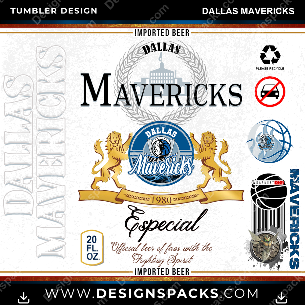 Basketball Modelo Dallas Mavericks Tumbler Digital Wrap Design