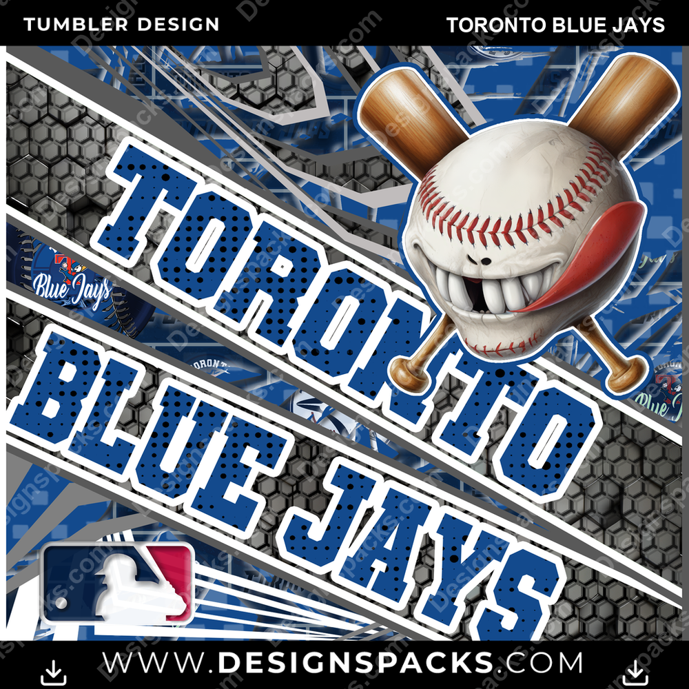 Baseball Angry Sports Toronto Blue Jays MLB Baseball Tumbler Digital Wrap Design Download