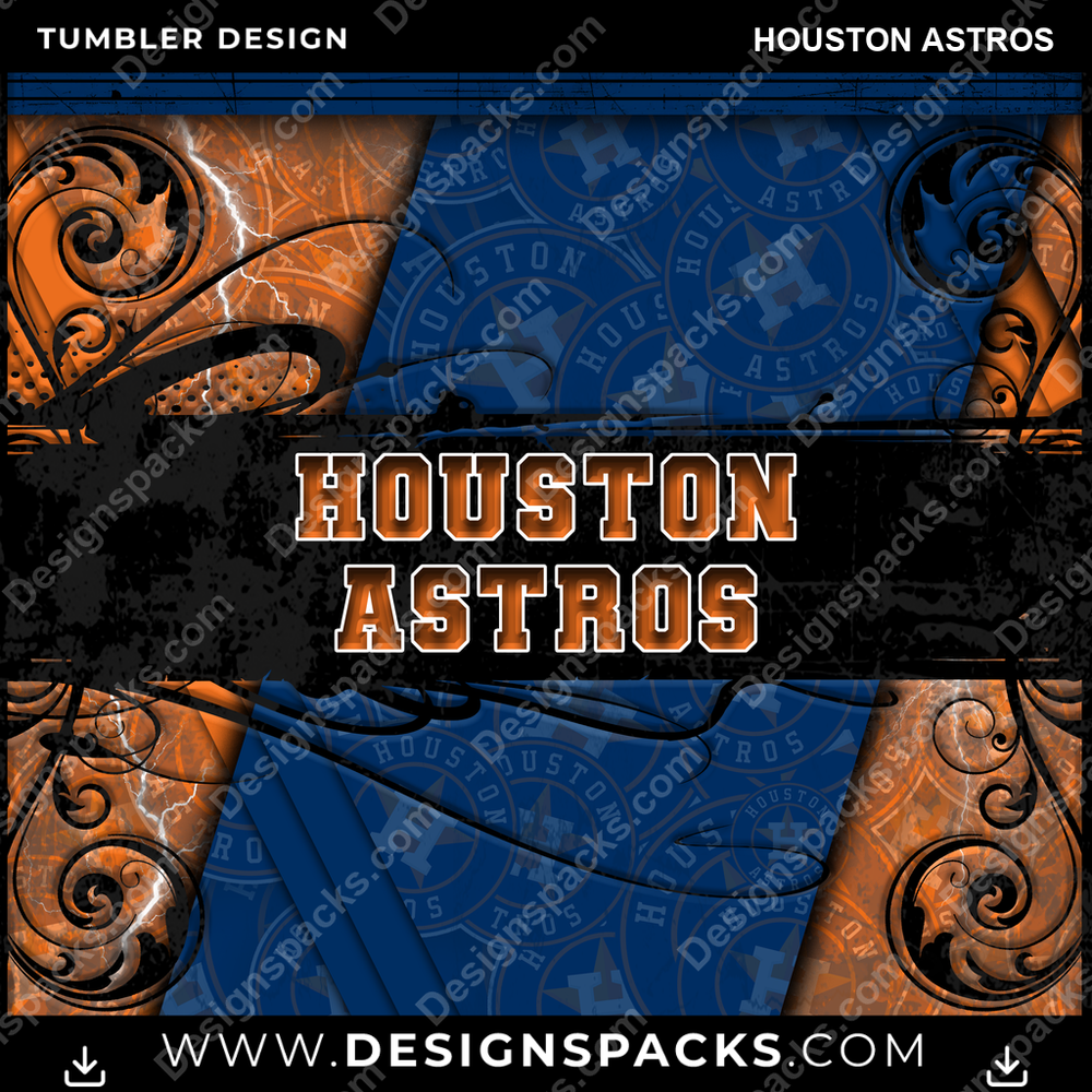 Baseball Elegant Houston Astros Tumbler Digital Wrap Design