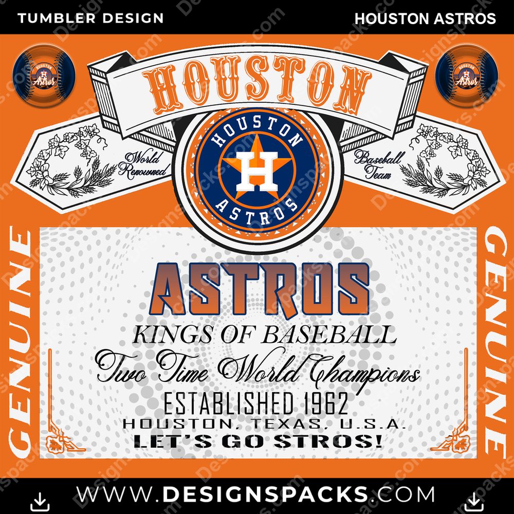 Baseball Budweiser Houston Astros Tumbler Digital Wrap Design