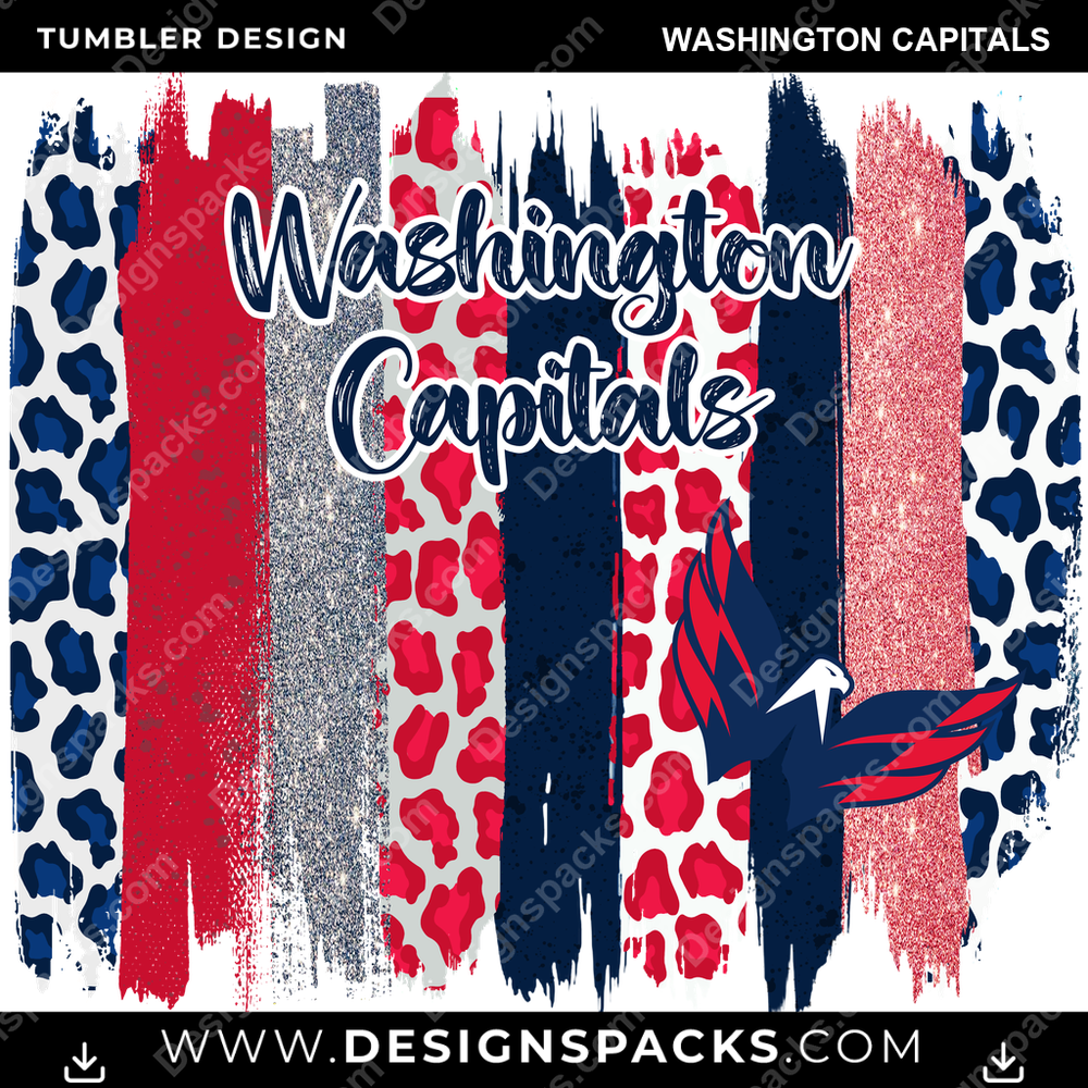 Hockey Brush Strokes Washington Capitals Tumbler Digital Wrap Design