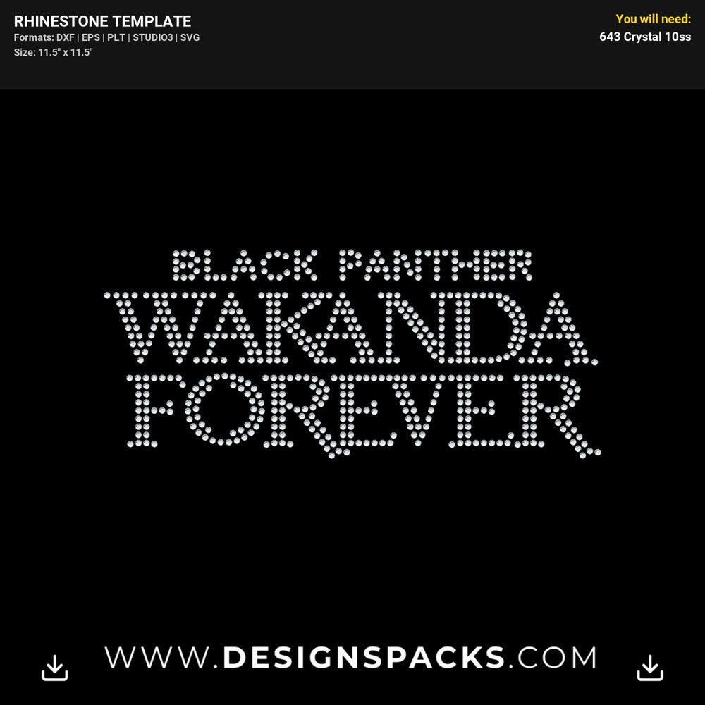 Black Panther Wakanda Forever Rhinestone Digital Template