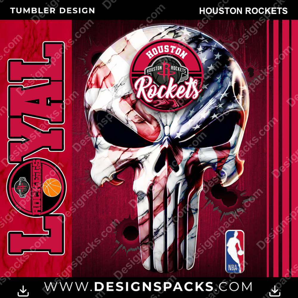 Basketball Loyal Houston Rockets Tumbler Digital Wrap Design