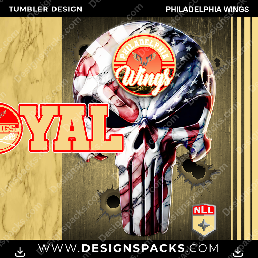 Lacrosse Loyal Philadelphia Wings Tumbler Digital Wrap Design