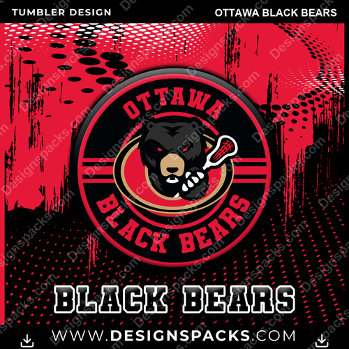 Lacrosse Dot Logo Ottawa Black Bears Tumbler Digital Wrap Design