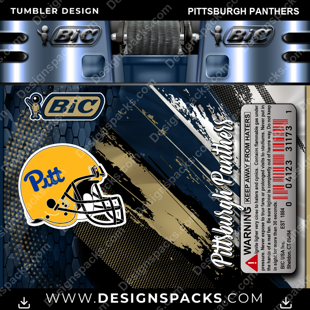 College Sport BIC Lighter Pittsburgh Panthers Tumbler Digital Wrap Design