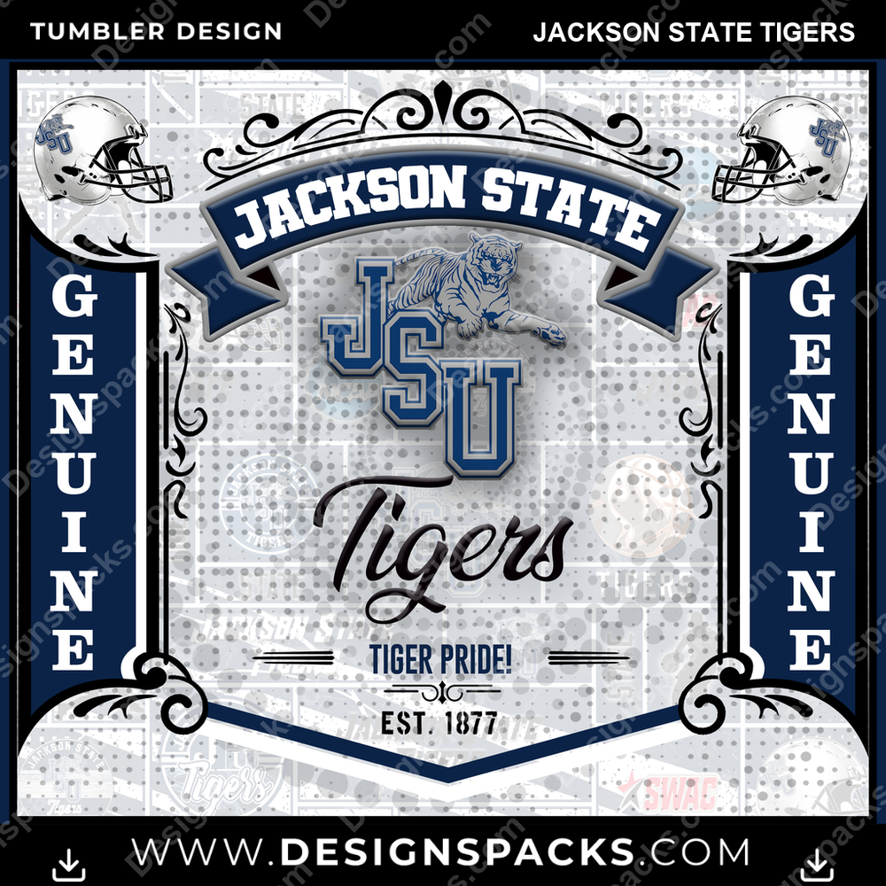 College Sport Bud Jackson State Tigers Tumbler Digital Wrap Design