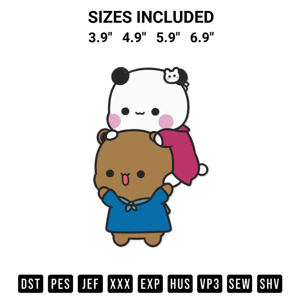 Looking for the perfect pattern? Download the Funny Bubu Dudu Bear Panda Embroidery Design embroidery design today at Designspacks.com. Crisp, clean stitching guaranteed. Available sizes: 3.9", 4.9", 5.9", 6.9".