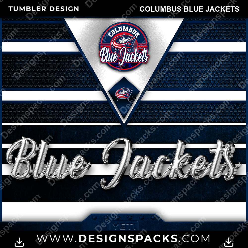 Ice Hockey YETI Columbus Blue Jackets Tumbler Digital Wrap Design