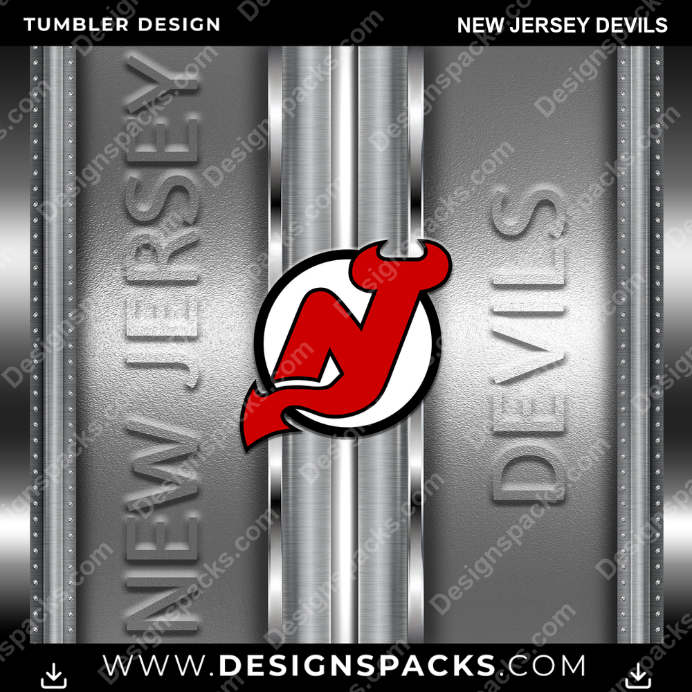 Ice Hockey Metallic New Jersey Devils Tumbler Digital Wrap Design