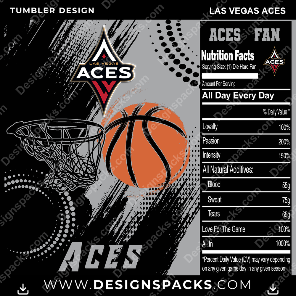 Basketball Team Fan Las Vegas Aces NBA Basketball Tumbler Digital Wrap Design Download