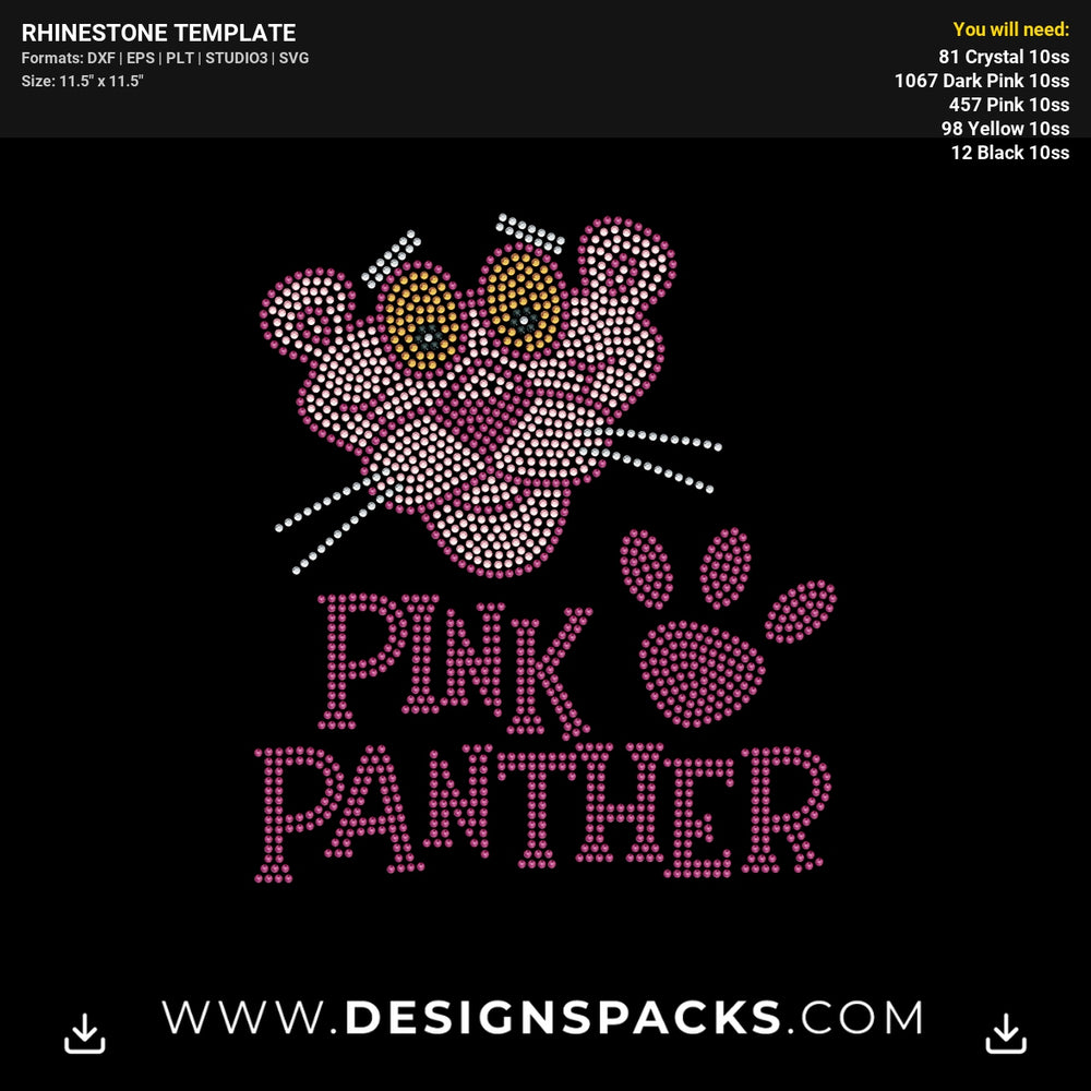 Pink Panther Face 2 Rhinestone Digital Template