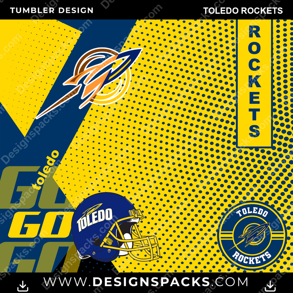 College Sport GO Toledo Rockets Tumbler Digital Wrap Design