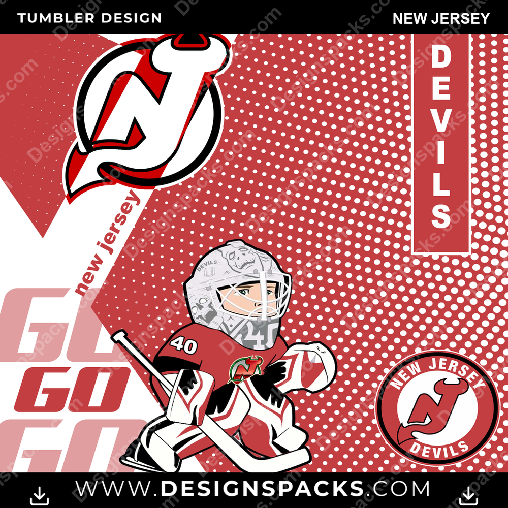 Ice Hockey GO New Jersey Tumbler Digital Wrap Design