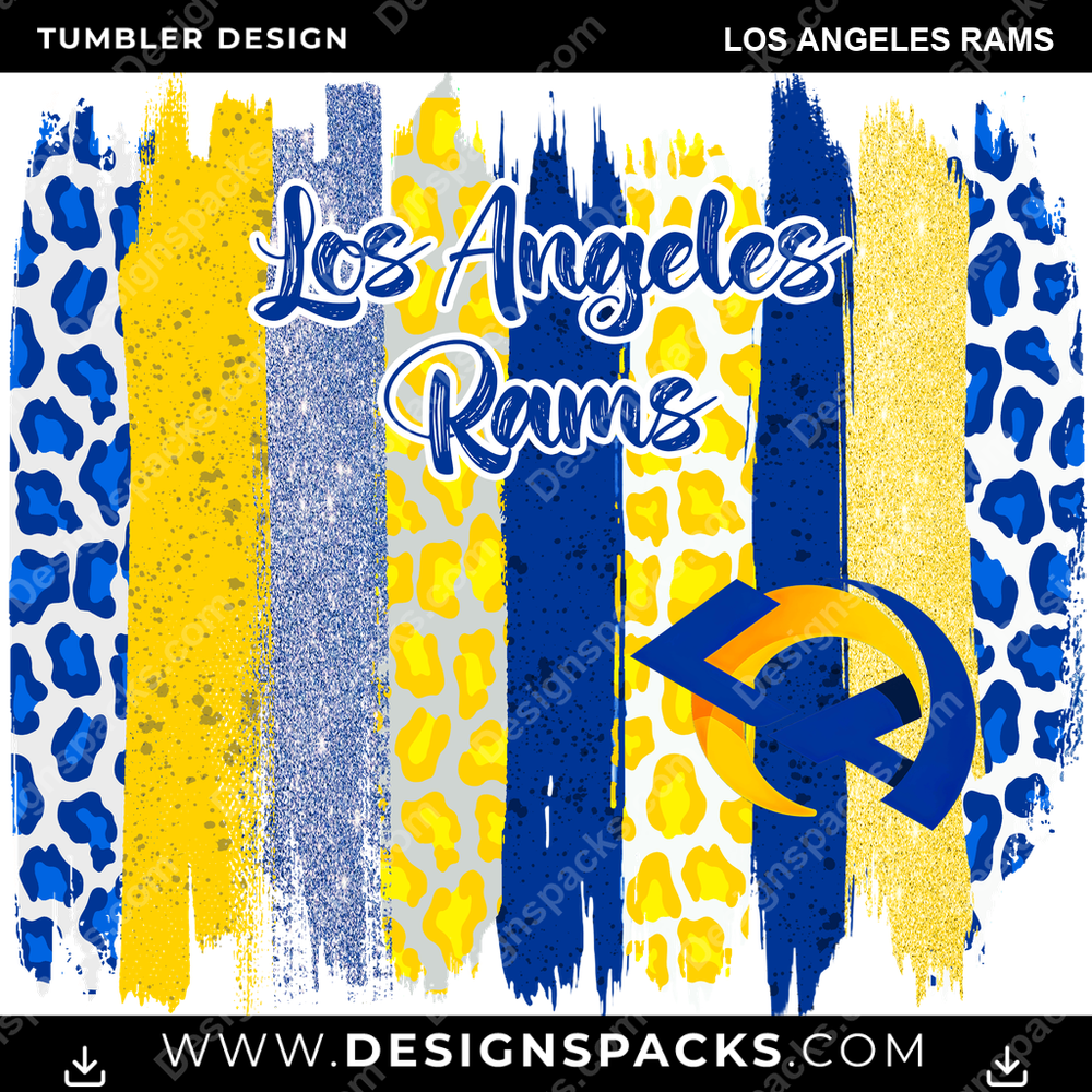 Football Brush Strokes Los Angeles Rams NFL Football Tumbler Digital Wrap Design Download