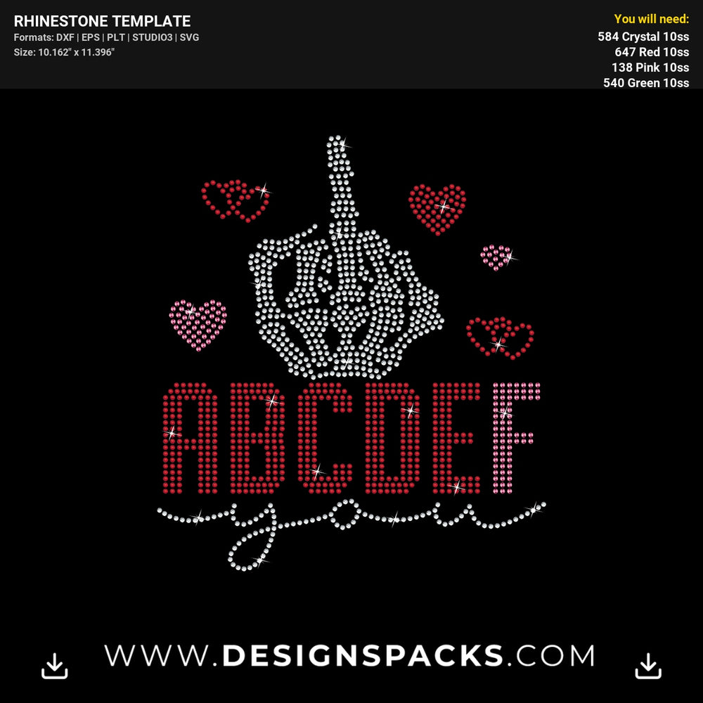 ABCDEFU Funny Letter Quote Graphic Rhinestone Digital Template
