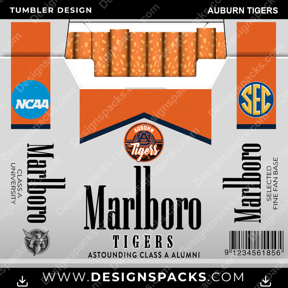 College Sport Marlboro Auburn Tigers NCAA College Sport Tumbler Digital Wrap Design Download