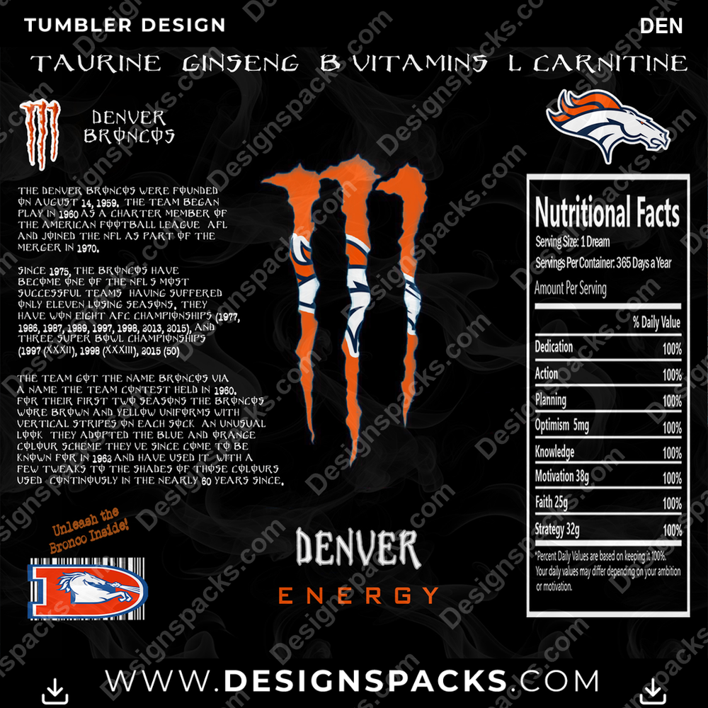 Football MONSTER ENERGY DEN NFL Football Tumbler Digital Wrap Design Download