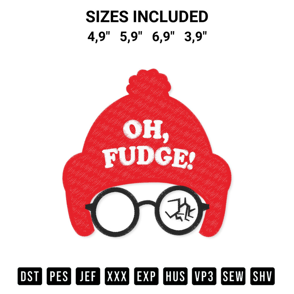 Stitch like a pro with the Oh Fudge Christmas Story Logo Embroidery Design embroidery pattern from Designspacks.com. High-quality digital machine embroidery file. Available sizes: 4,9", 5,9", 6,9", 3,9".