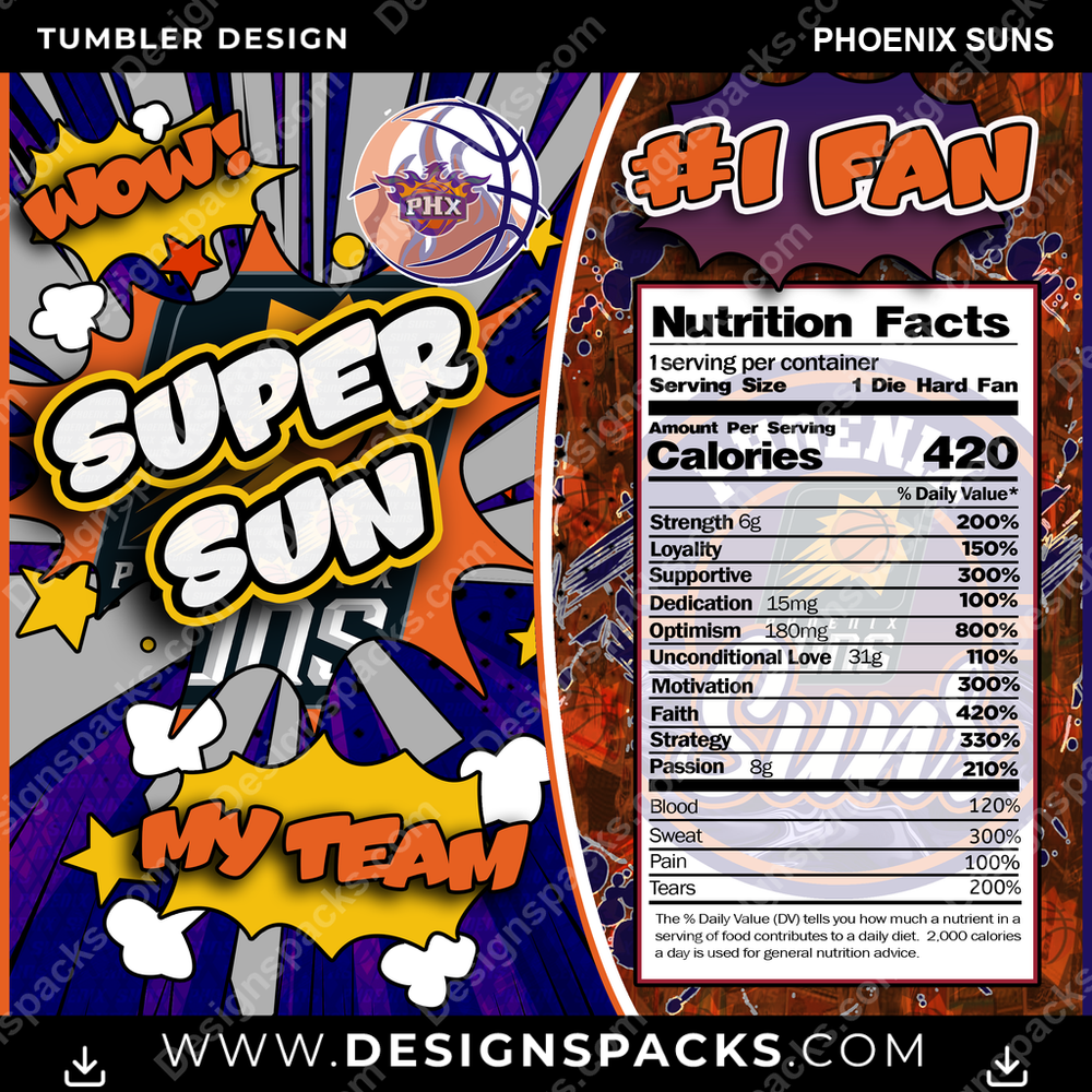 Basketball Super Team Phoenix Suns Tumbler Digital Wrap Design