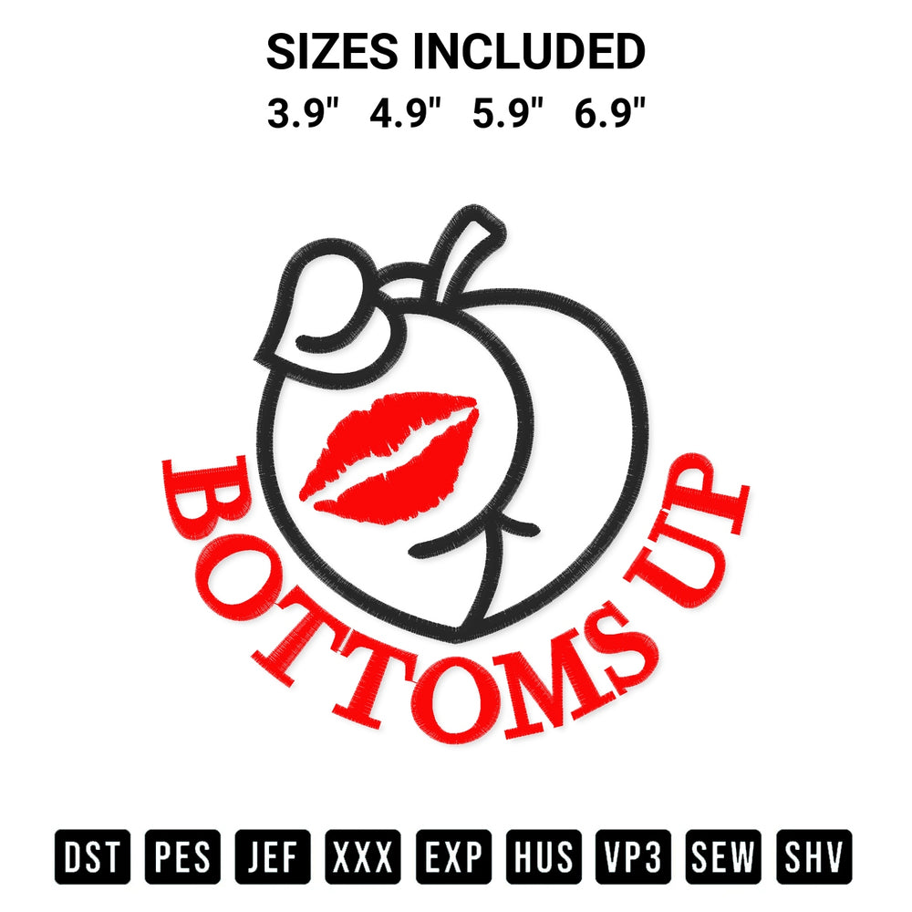 Add a unique touch to your apparel with the Bottoms Up Embroidery Design embroidery file. Premium instant download available now on Designspacks.com. Available sizes: 3.9", 4.9", 5.9", 6.9".