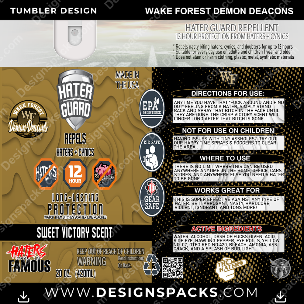 College Sport Hater Guard Wake Forest Demon Deacons NCAA College Sport Tumbler Digital Wrap Design Download