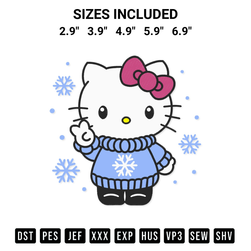 Shop the Hello Kitty Cozy Sweater Embroidery Design machine embroidery pattern at Designspacks.com. Beautifully digitized for flawless stitching on any fabric. Available sizes: 2.9", 3.9", 4.9", 5.9", 6.9".