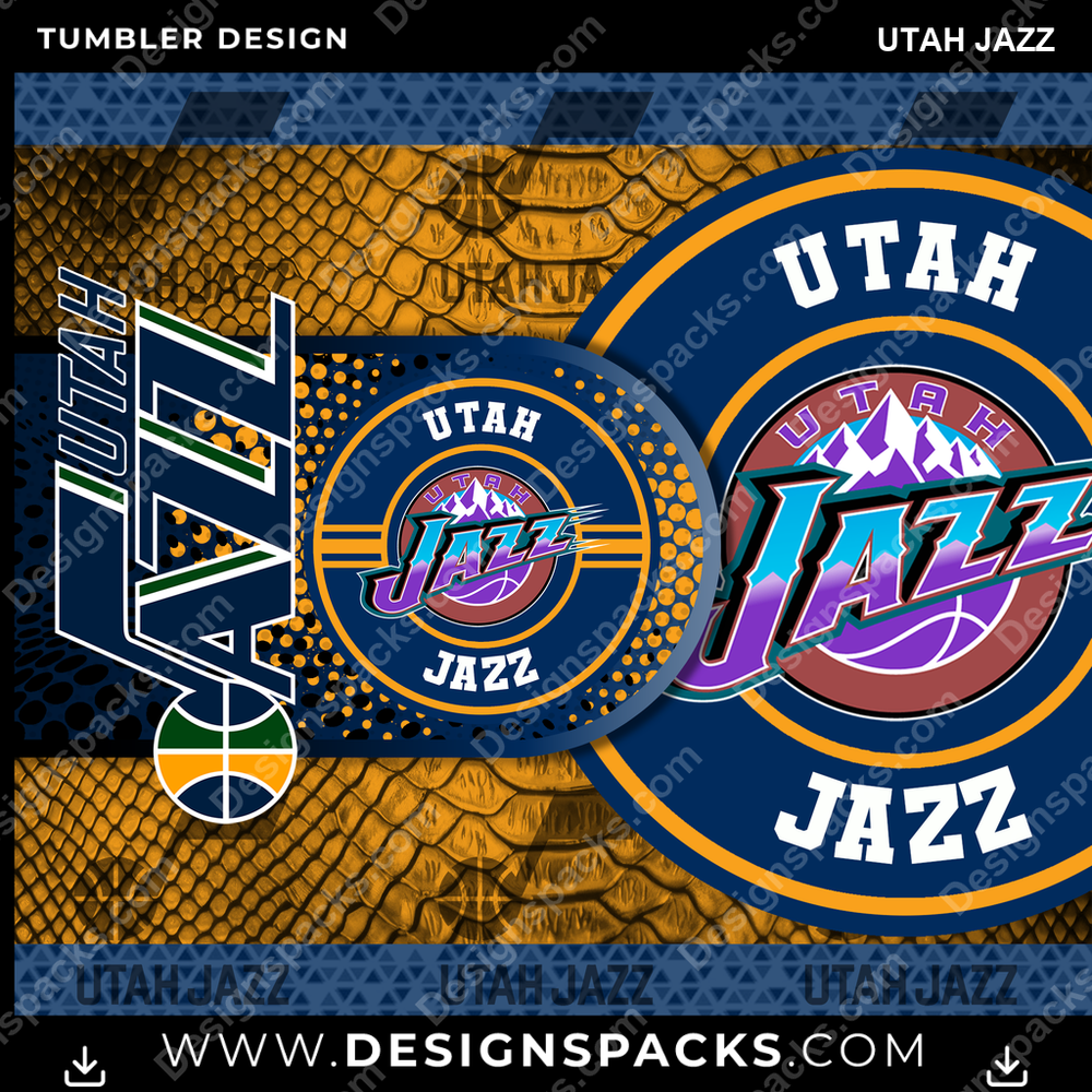 Basketball Hyper Utah Jazz Tumbler Digital Wrap Design