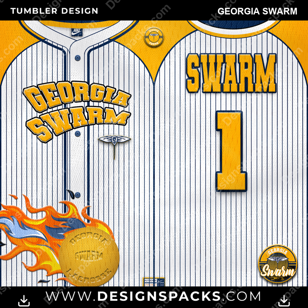 Lacrosse Team Button-Up Jersey Georgia Swarm Tumbler Digital Wrap Design