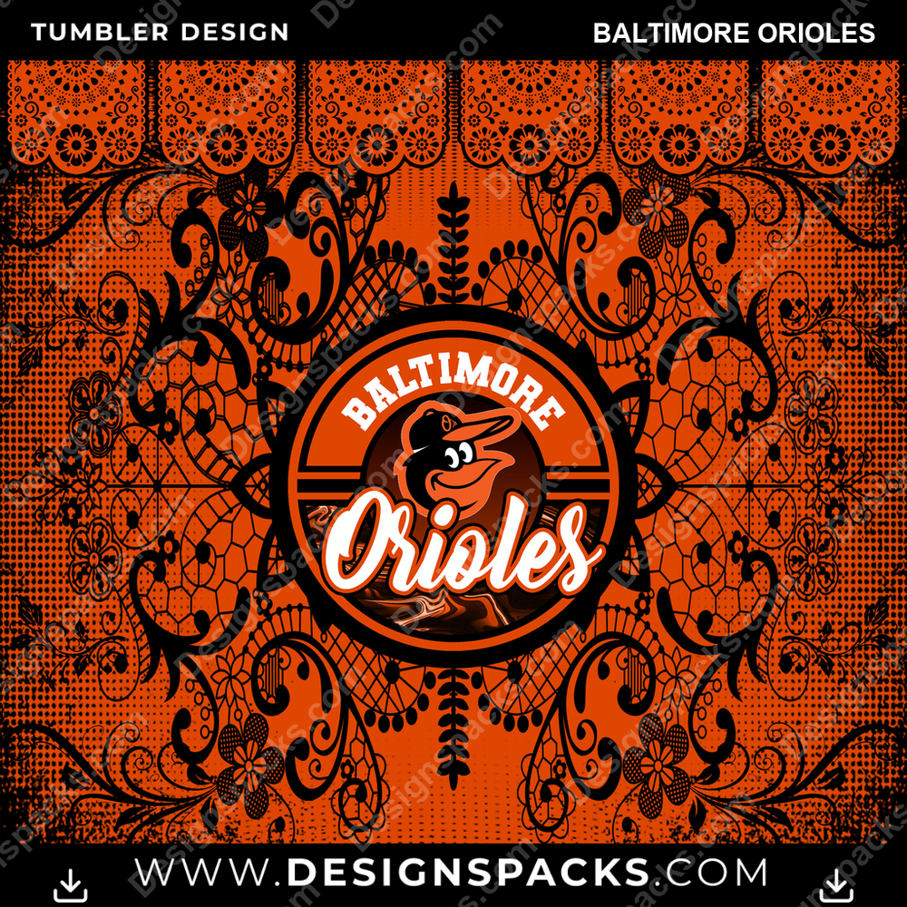 Baseball Lace & Logo Baltimore Orioles Tumbler Digital Wrap Design