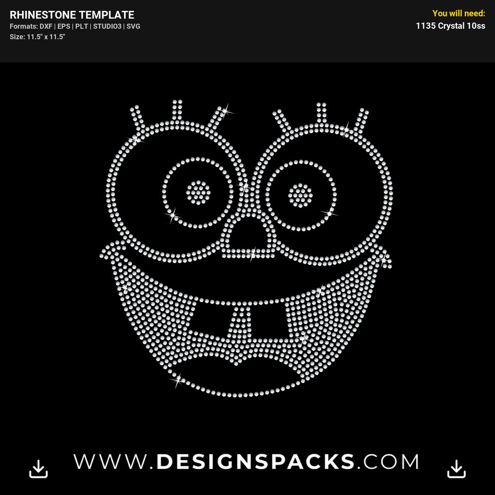 Sponge Bob Face Light Rhinestone Digital Template