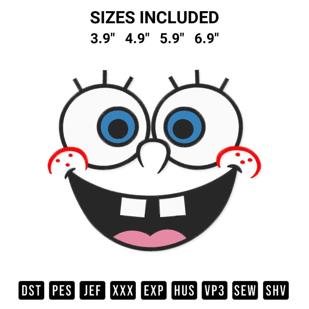 Get the Spongebob Faces Embroidery Design embroidery design for your custom crafts! Premium digitized files available for instant download at Designspacks.com. Available sizes: 3.9", 4.9", 5.9", 6.9".