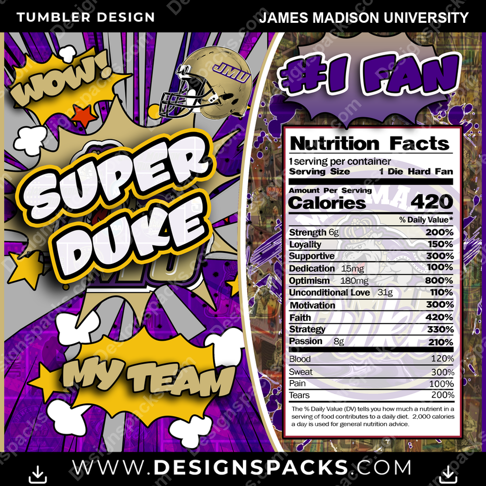 College Sport Super Team James Madison University NCAA College Sport Tumbler Digital Wrap Design Download