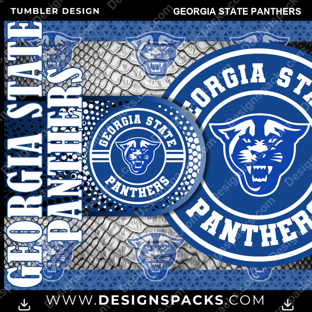 College Sport Hyper Georgia State Panthers Tumbler Digital Wrap Design