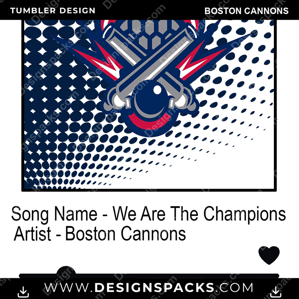 Lacrosse Playlist Boston Cannons Tumbler Digital Wrap Design
