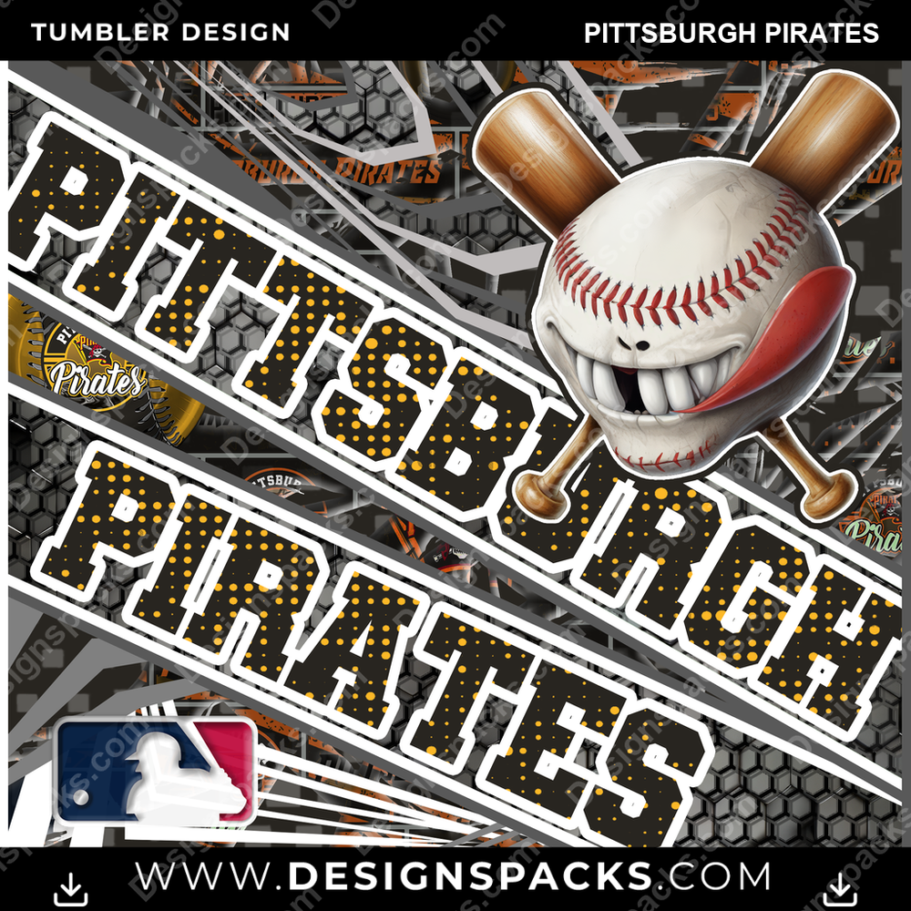 Baseball Angry Sports Pittsburgh Pirates MLB Baseball Tumbler Digital Wrap Design Download