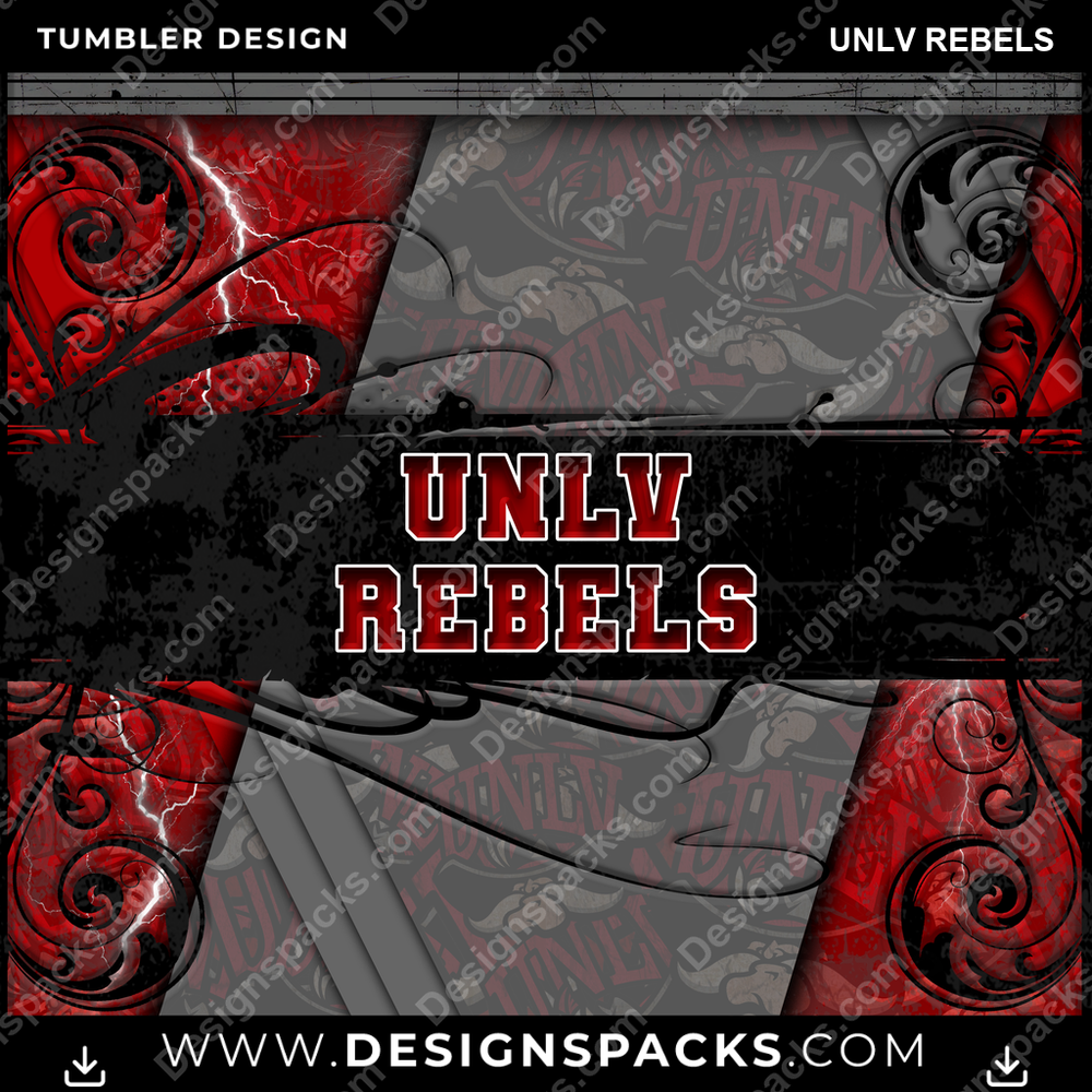 College Sport Elegant UNLV Rebels Tumbler Digital Wrap Design