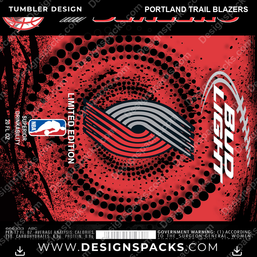 Basketball Bud Portland Trail Blazers NBA Basketball Tumbler Digital Wrap Design Download