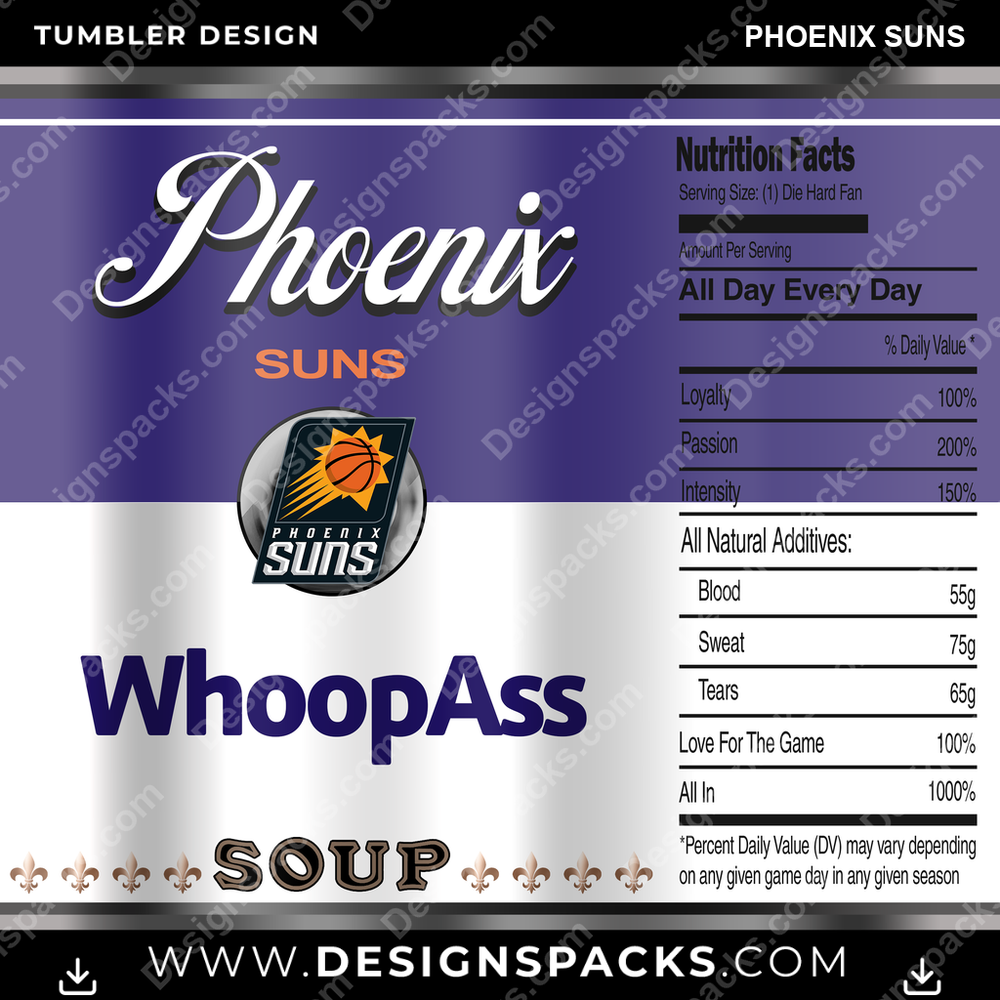 Basketball Soup Can Phoenix Suns Tumbler Digital Wrap Design