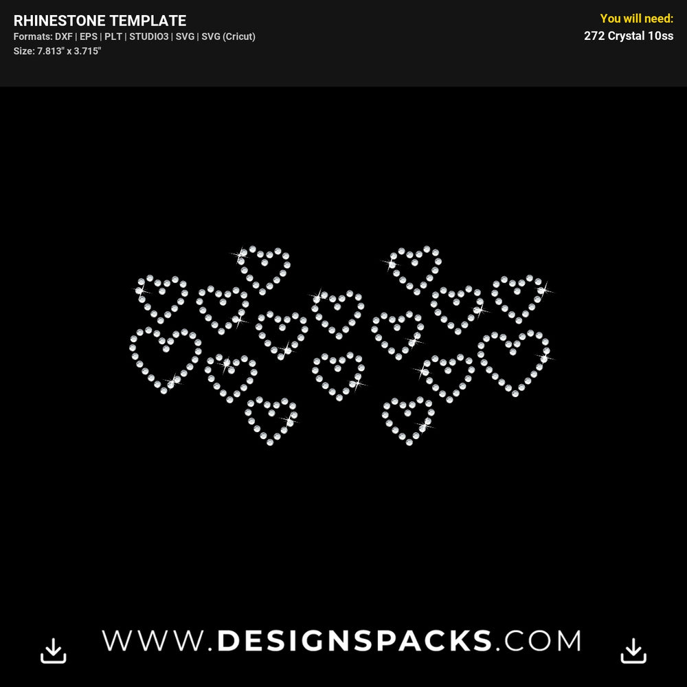 Heart Pattern Love Craft Rhinestone Digital Template