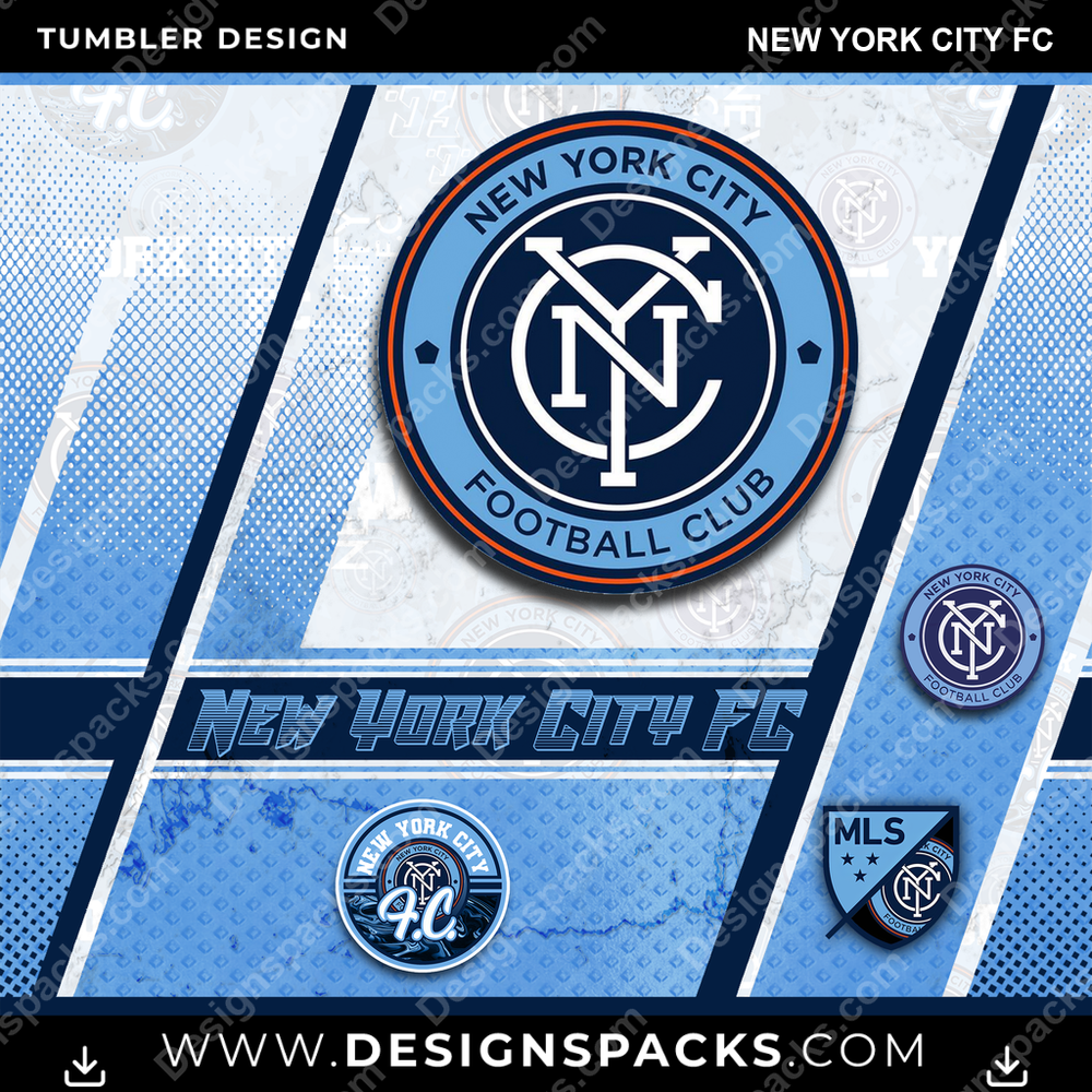 US Soccer Sports New York City FC Tumbler Digital Wrap Design
