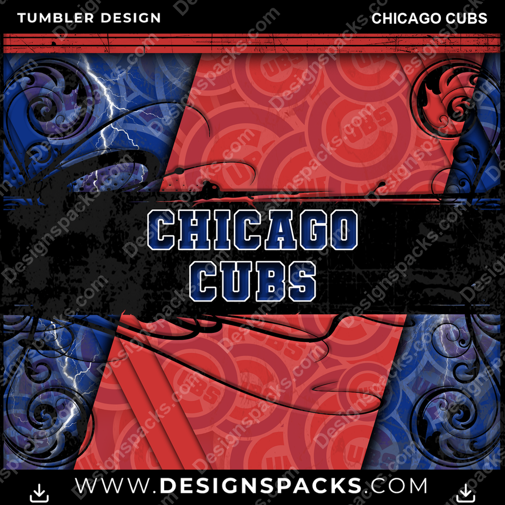 Baseball Elegant Chicago Cubs Tumbler Digital Wrap Design