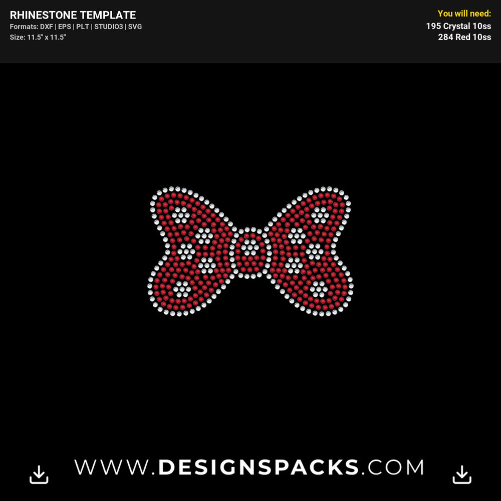 Small Minnie Bow Rhinestone Digital Template