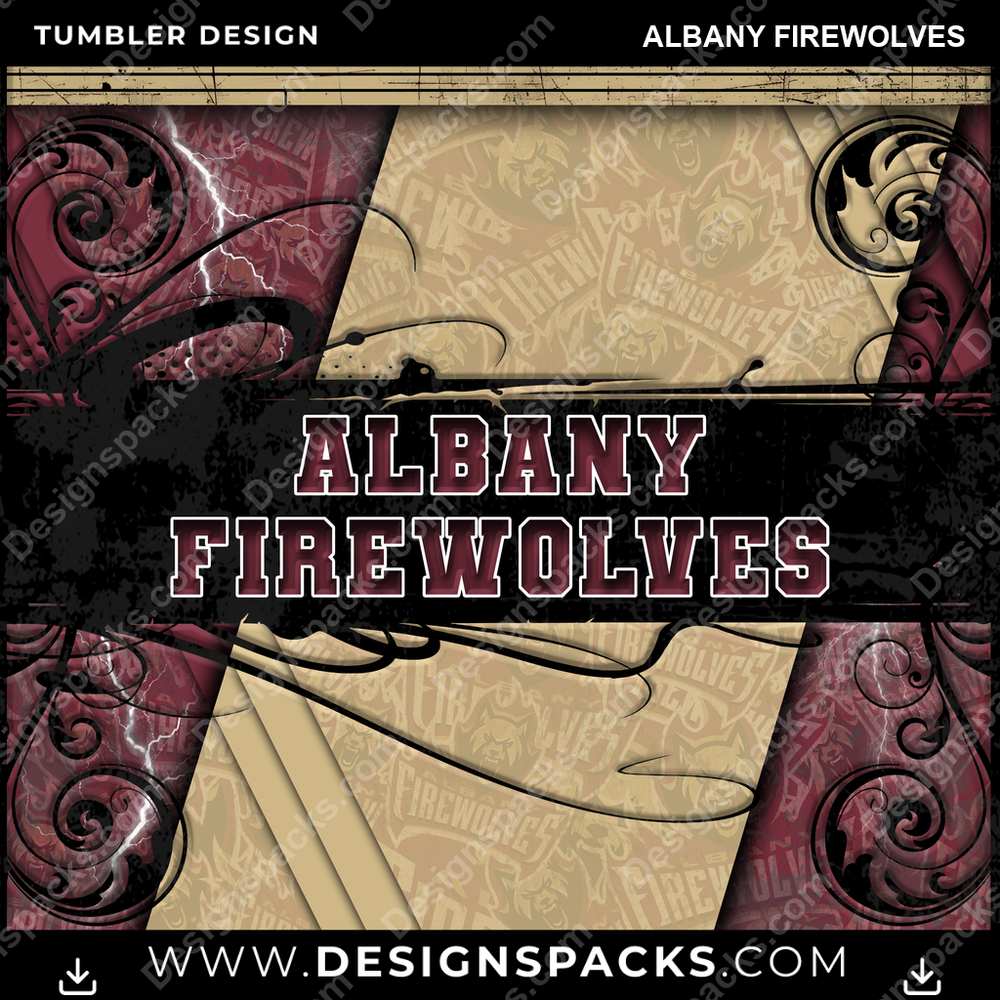 Lacrosse Elegant Albany FireWolves Tumbler Digital Wrap Design