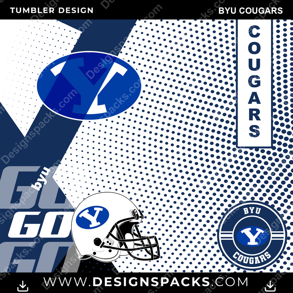 College Sport GO BYU Cougars Tumbler Digital Wrap Design