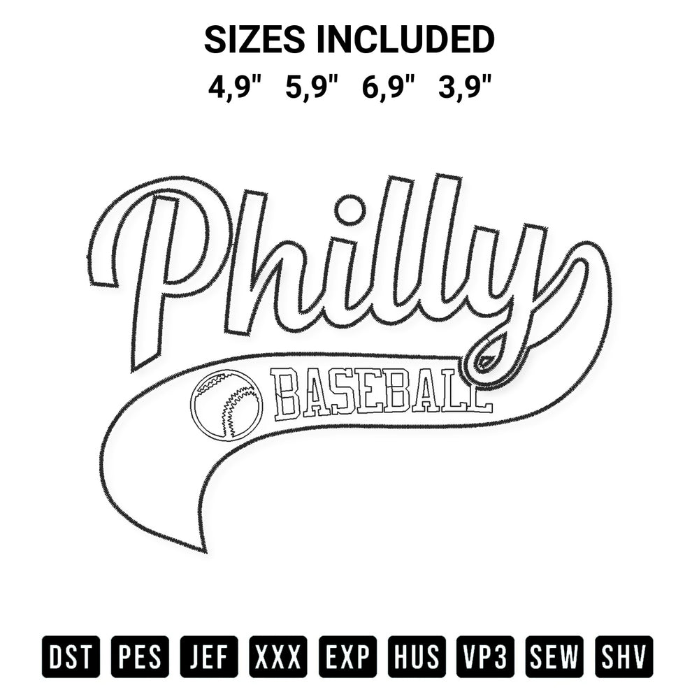 Elevate your next project with our Philly Baseball Logo Embroidery Design embroidery file. Shop high-quality digital patterns instantly at Designspacks.com. Available sizes: 4,9", 5,9", 6,9", 3,9".